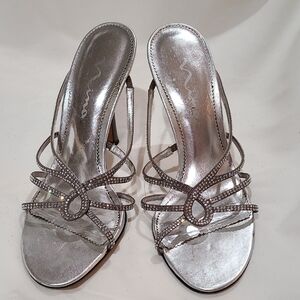 Nina Silver Strappy Heels